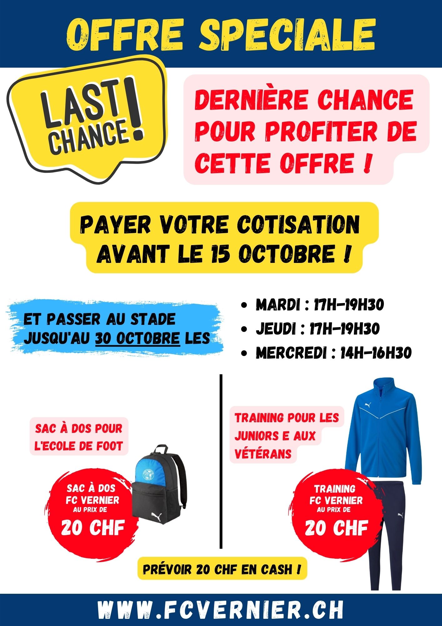 Offre Spéciale Trainings et Sacs